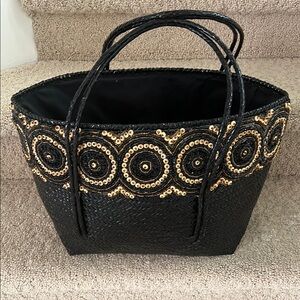 Vivacqua Wicker Beaded Tote